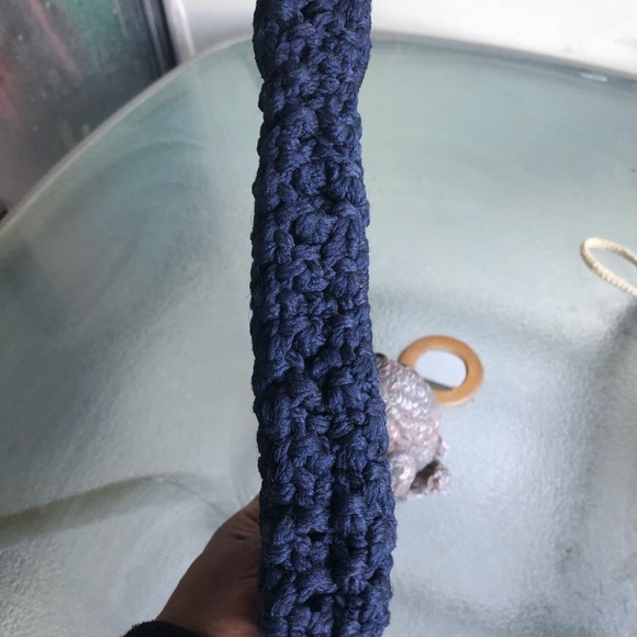 Blue vintage knitted clutch with snap closure - Picture 2 of 4